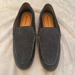 Crown Vintage CR Finnian Men’s Slip-On Loafers Size 11M Denim Blue White Stitch